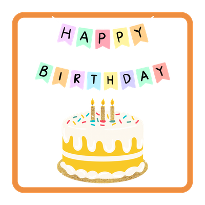 Birthday party cake and Happy Birthday banner