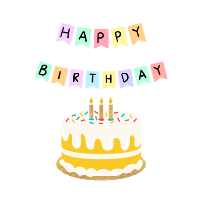 Birthday party cake and banner icon